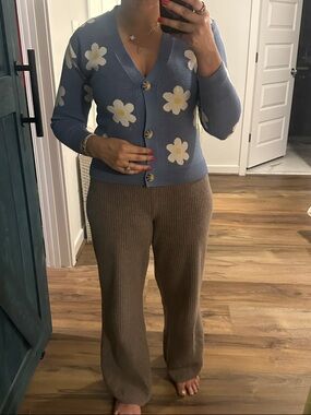 Blue flower print cardigan